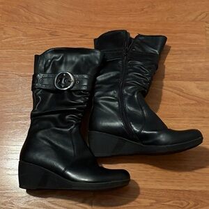 Elegant Black Women's Wedge Boots